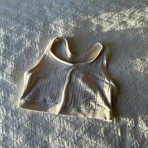 Cream Ribbed Crop Top